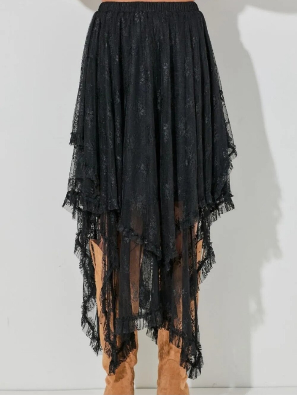 Black Lace Skirt With Mini Liner Stevie Knicks Inspired Witchy Baeverley 1XL NWT - Picture 10 of 10